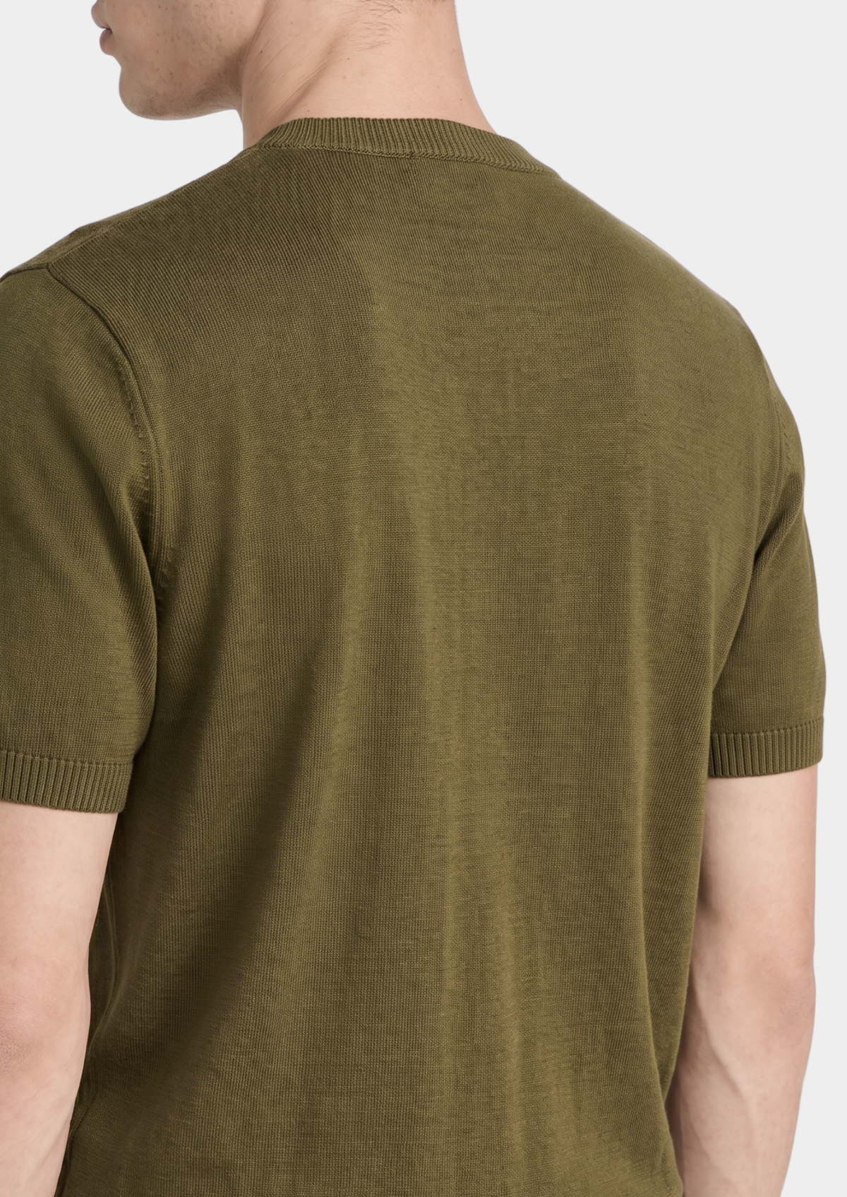 Essential Olive Knitted Crewneck T-Shirt - photo 3