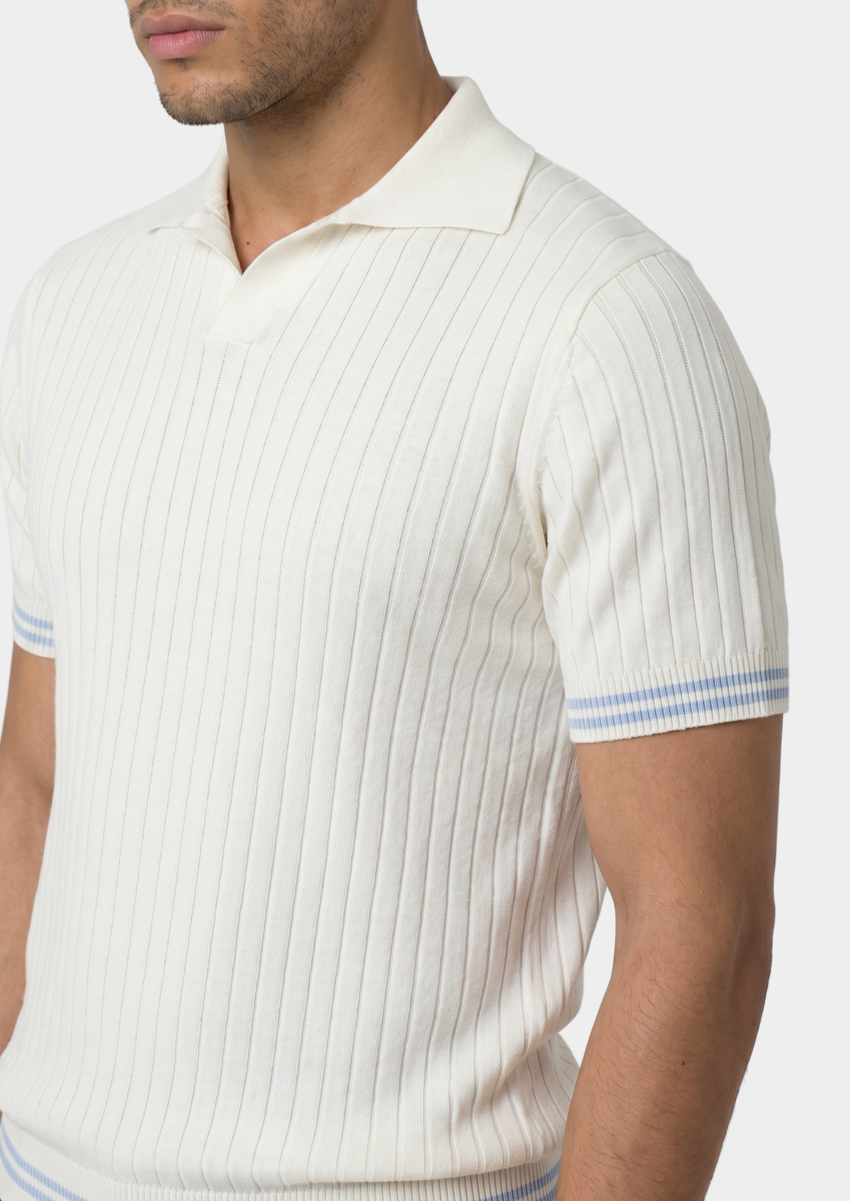 Pierre Ivory Ribbed Buttonless Polo - photo 3