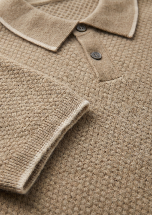 Premium Cashmere Beige Two-Tone Polo - photo 2