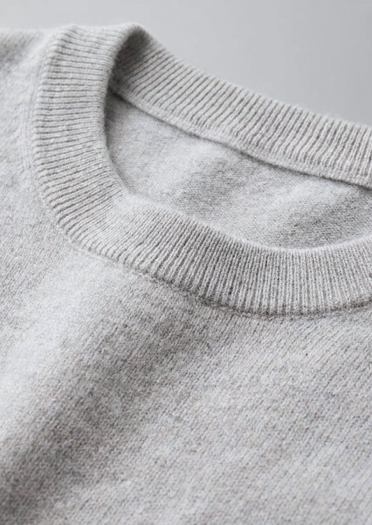 Premium Cashmere Classic Crewneck T-Shirt - Light Gray - photo 2