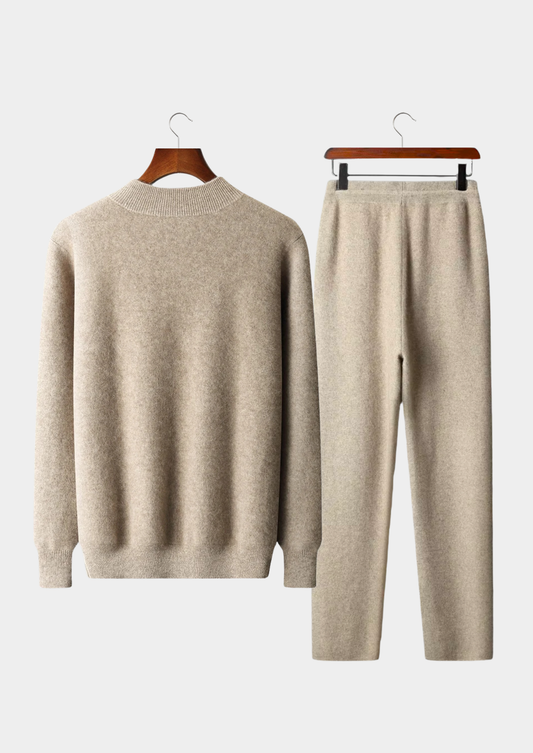 Cashmere Funnel Neck Zip Set, Oatmeal - photo 2