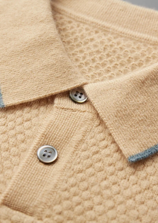 Premium Cashmere Mustard Two-Tone Polo - photo 2