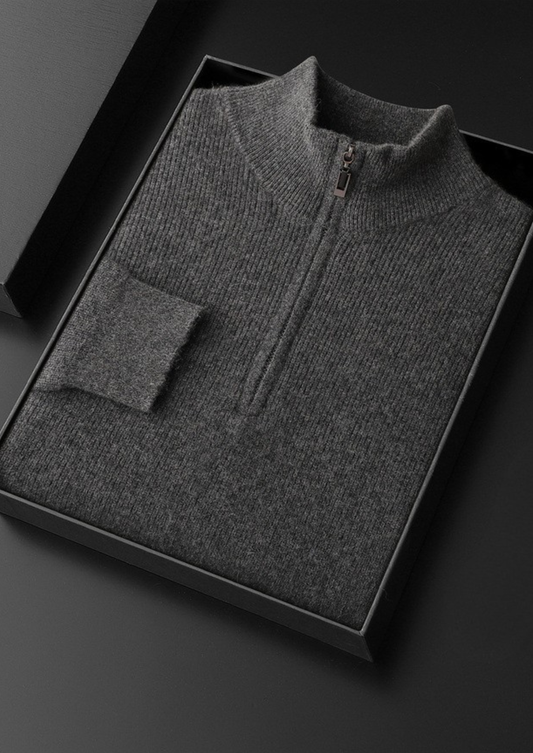 Pure Cashmere Dark Gray Ribbed Half Zip - photo 2