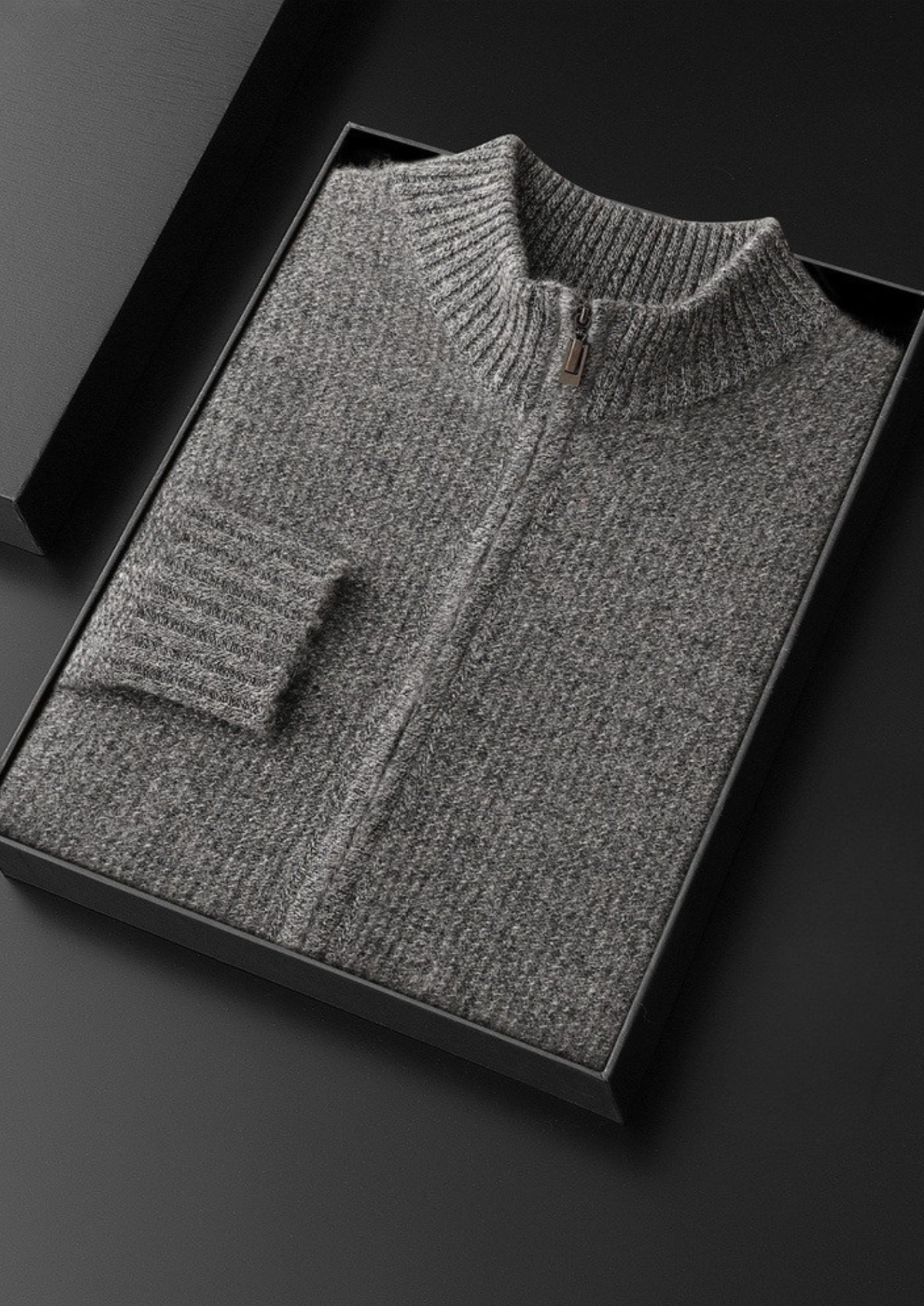 Pure Cashmere Gray Ribbed Zip Cardigan - photo 2