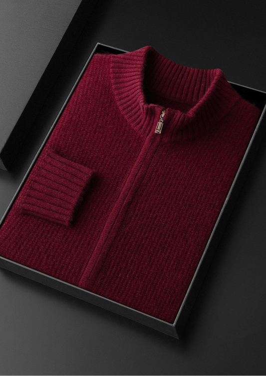 Pure Cashmere Burgundy Ribbed Zip Cardigan - photo 2