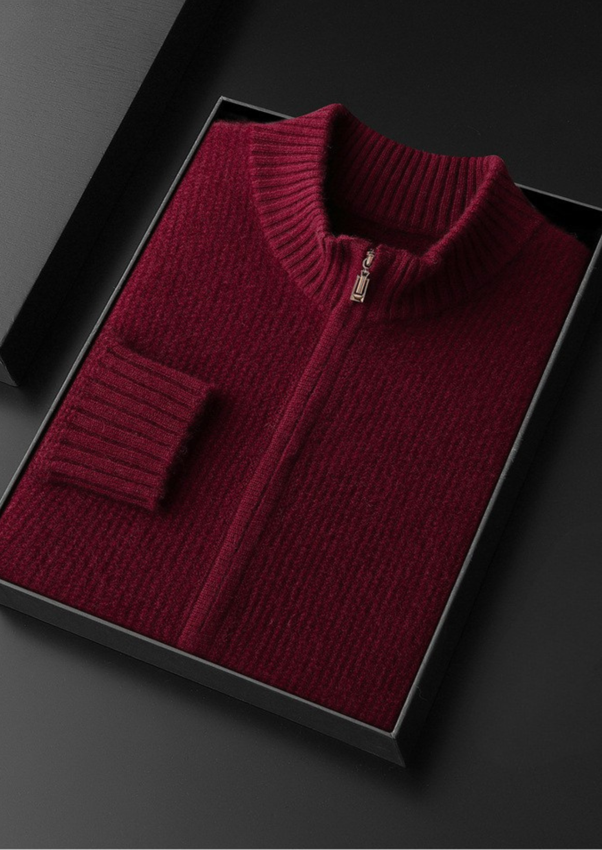 Pure Cashmere Burgundy Ribbed Zip Cardigan - photo 2