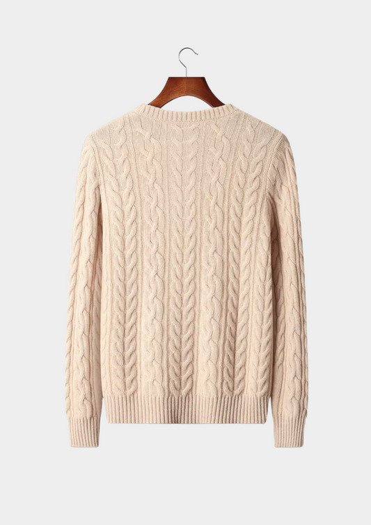 Pure Extra-Fine Merino Wool Cable Knit Crewneck - photo 2