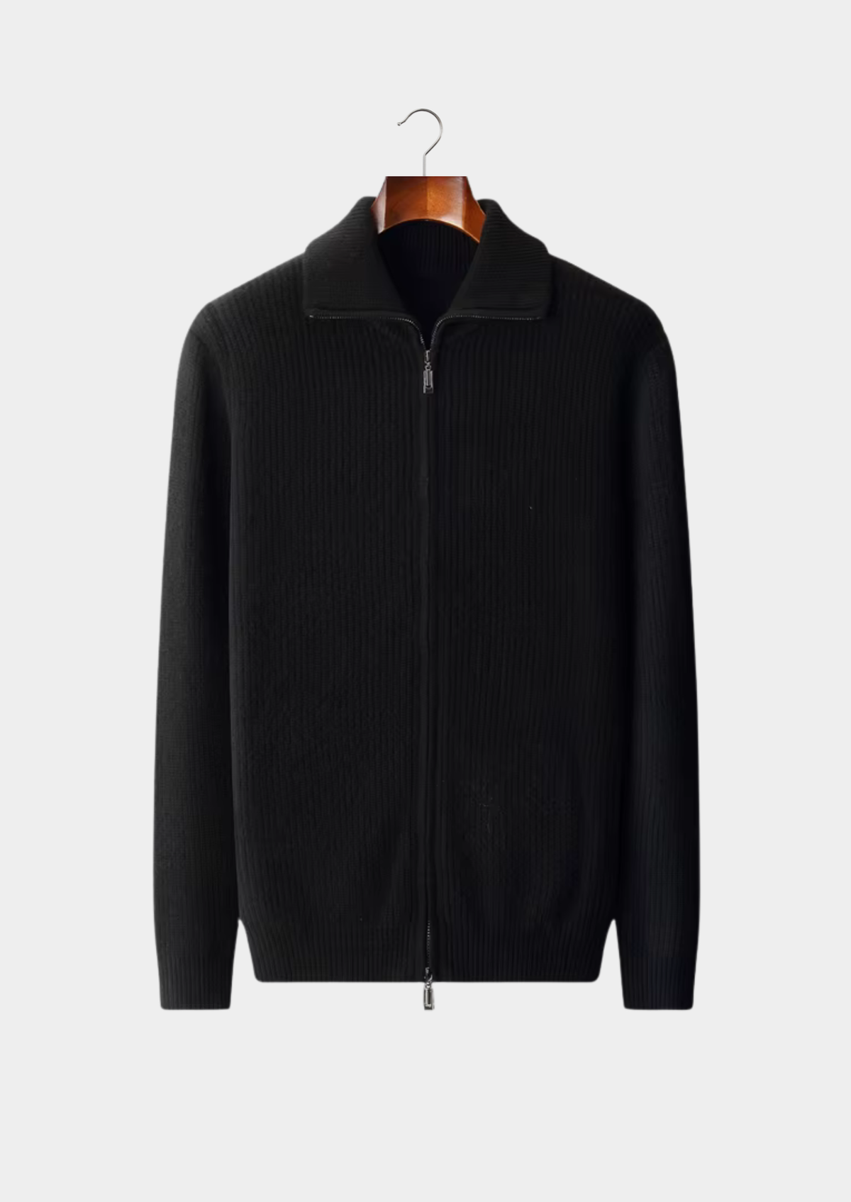 Pure Extra-Fine Merino Wool Funnel Neck Dual Zip Cardigan - photo 6