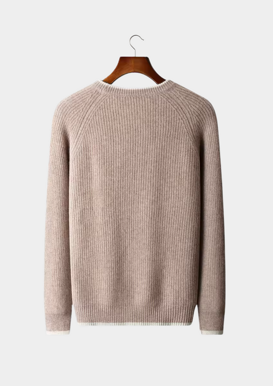 Pure Extra-Fine Merino Wool Two Tone Crewneck - photo 2