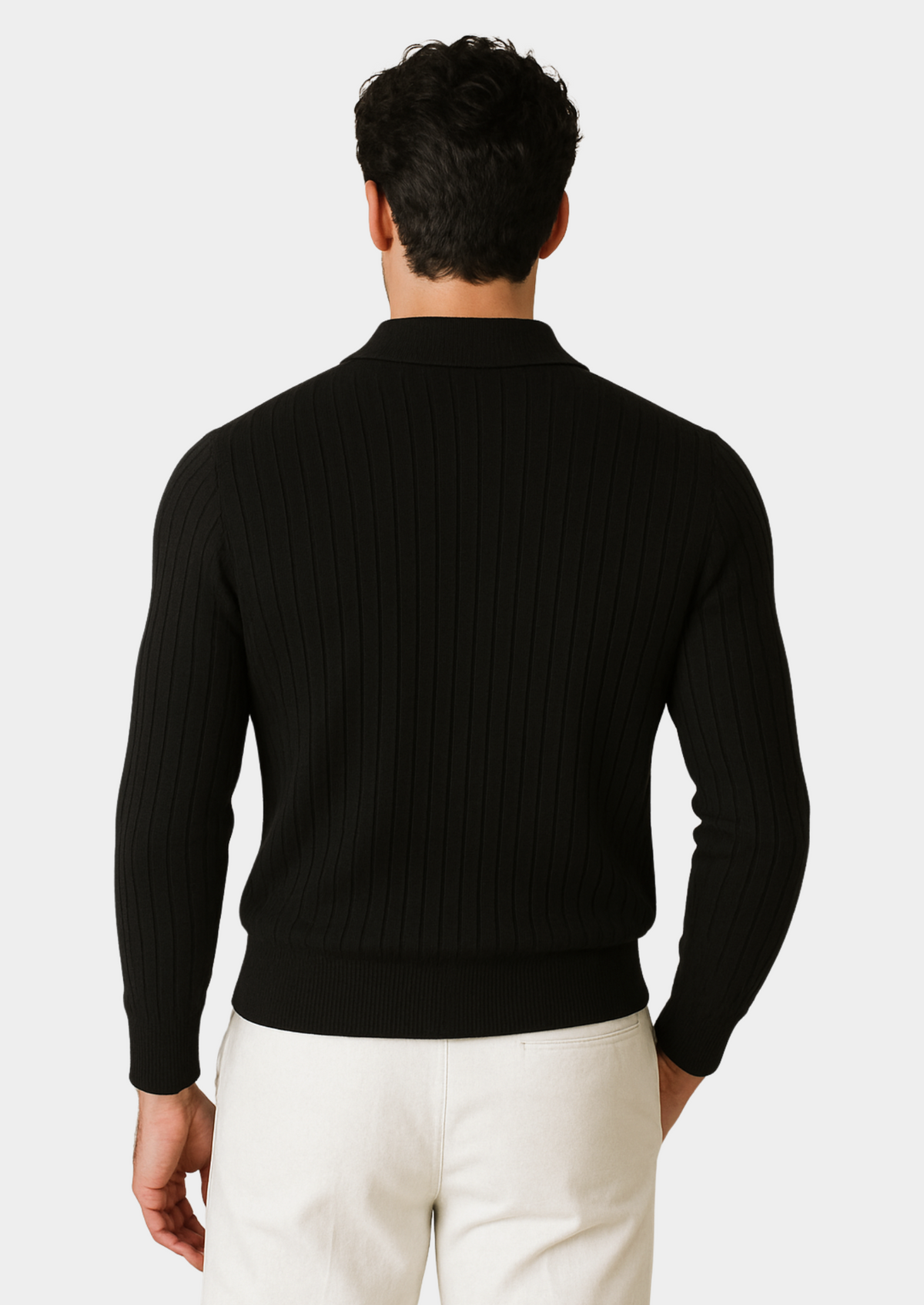 Black Buttonless Ribbed Polo - photo 3