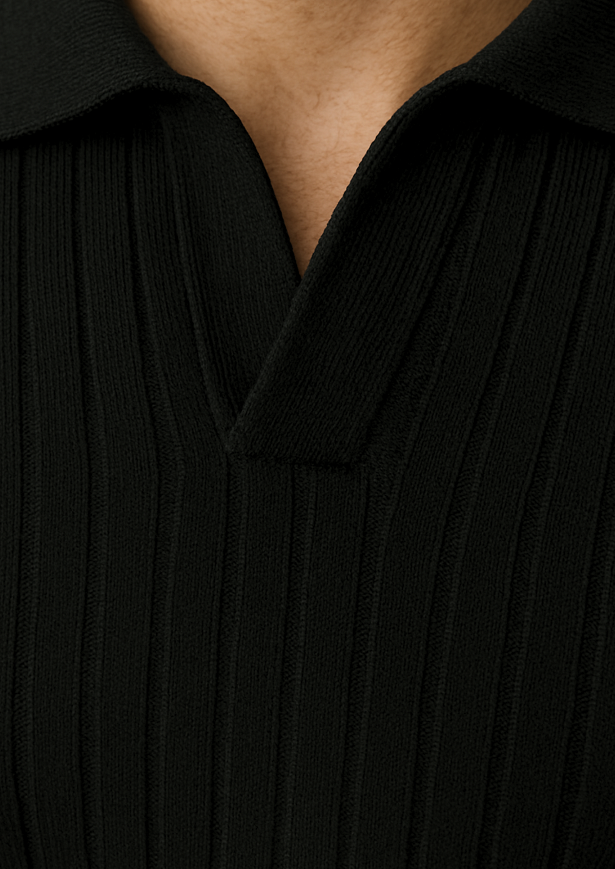 Black Buttonless Ribbed Polo - photo 5