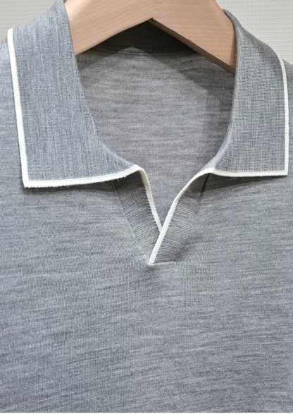Ellis Light Gray Lightweight Polo Shirt - photo 6