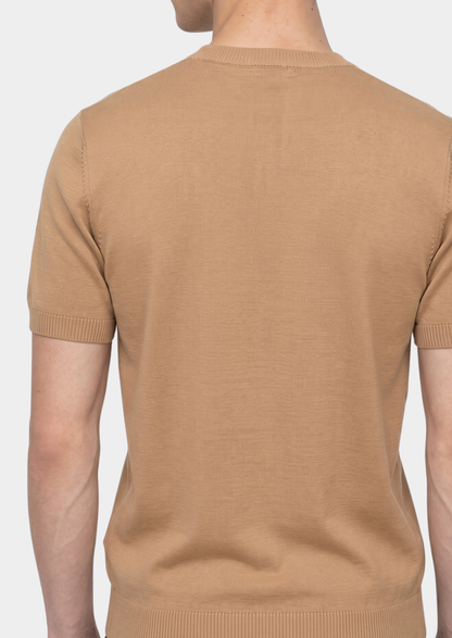 Essential Beige Knitted Crewneck T-Shirt - photo 2