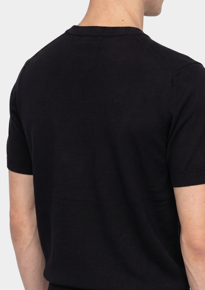 Essential Black Knitted Crewneck T-Shirt - photo 2