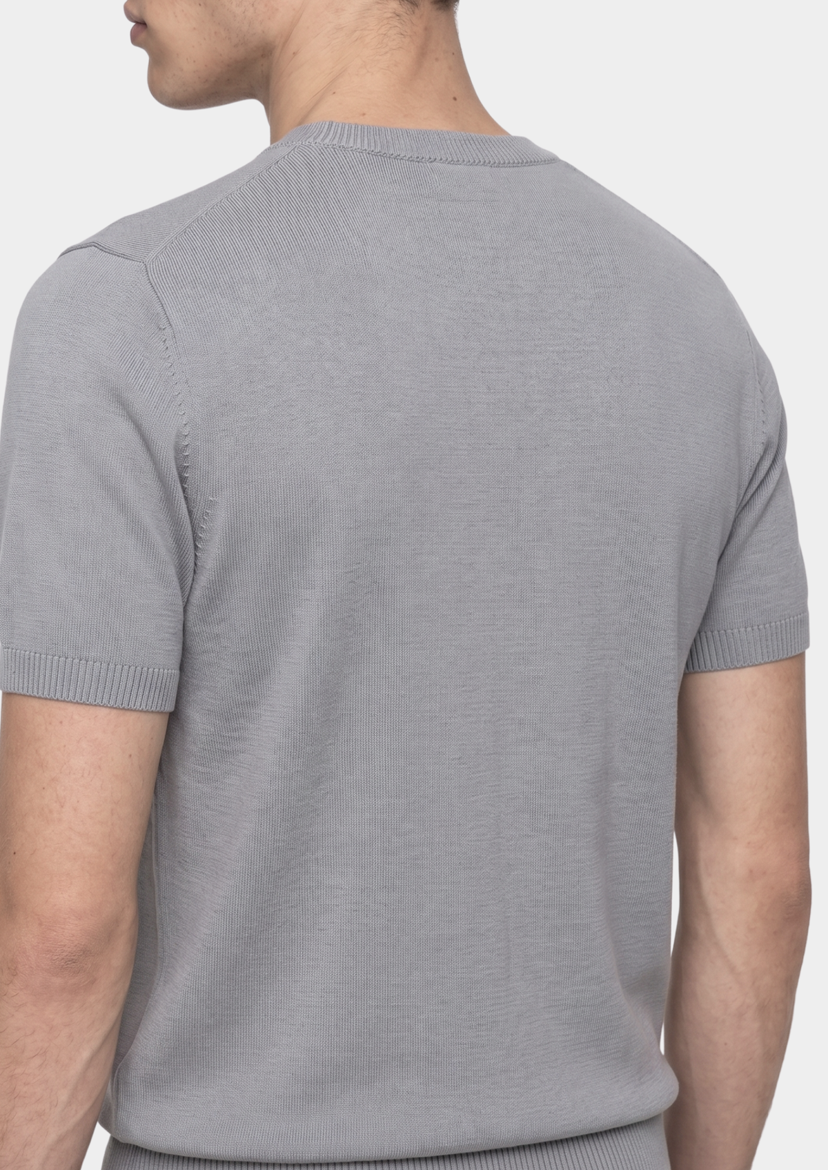 Essential Fog Gray Knitted Crewneck T-Shirt - photo 2