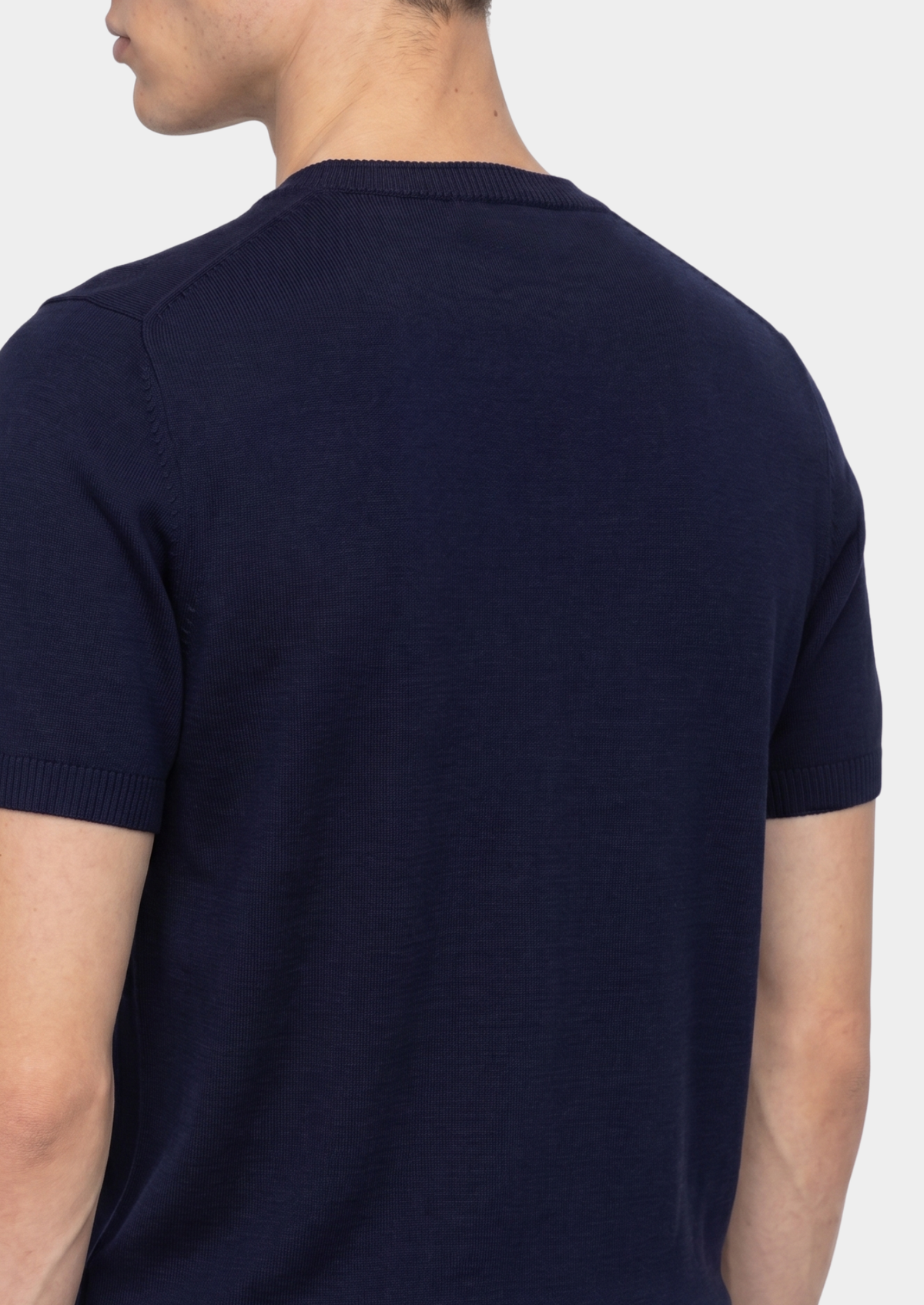 Essential Navy Blue Knitted Crewneck T-Shirt - photo 2