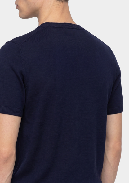 Essential Navy Blue Knitted Crewneck T-Shirt - photo 2