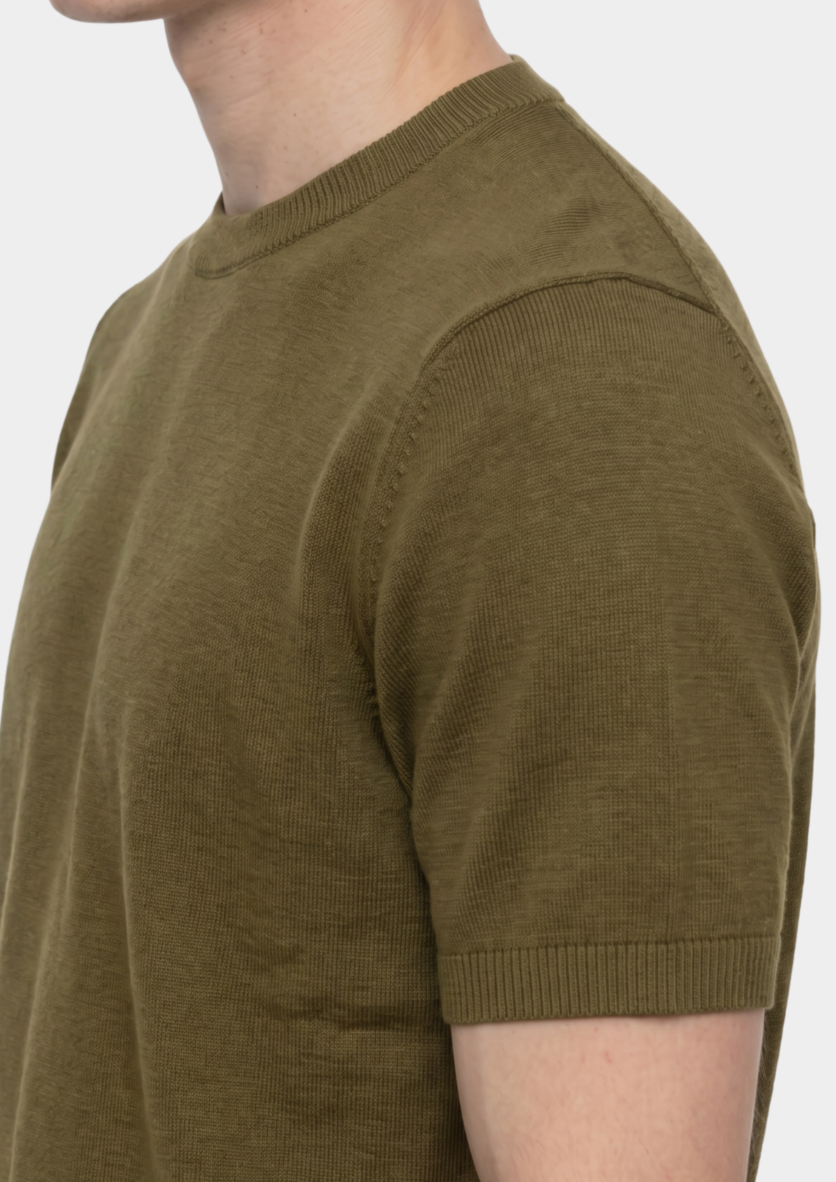Essential Olive Knitted Crewneck T-Shirt - photo 2
