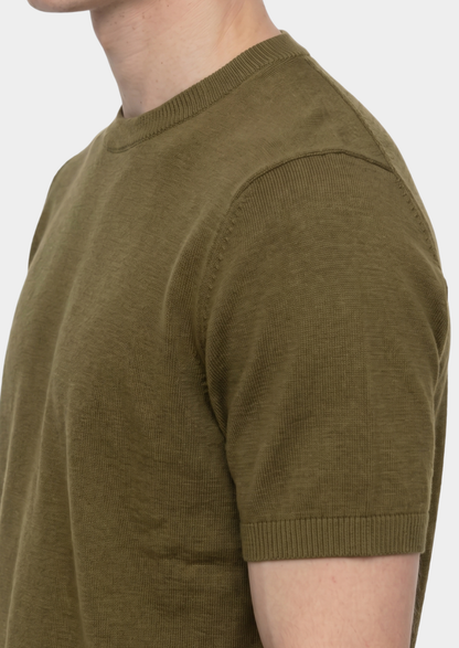 Essential Olive Knitted Crewneck T-Shirt - photo 2