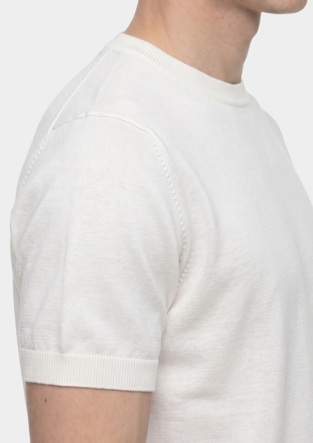 Essential White Knitted Crewneck T-Shirt - photo 2