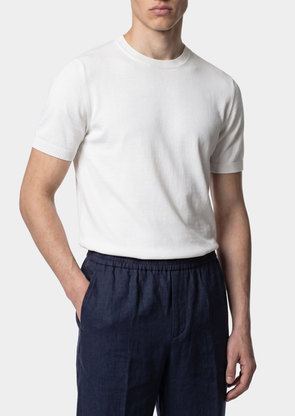 Essential White Knitted Crewneck T-Shirt - photo 3