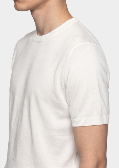 Essential White Knitted Crewneck T-Shirt - photo 4