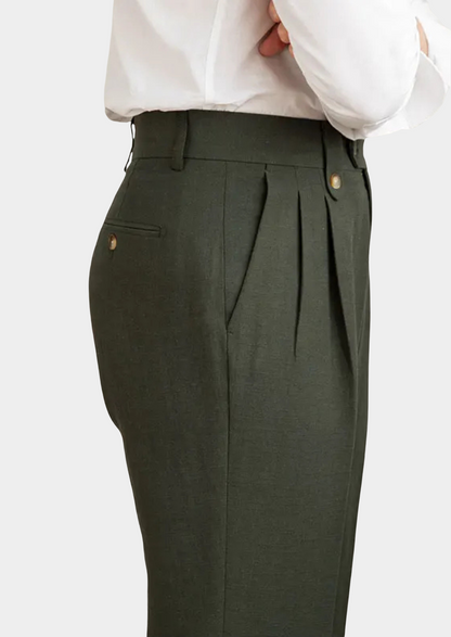 Napoli Pleated Coastal Trousers - Olive - photo 2