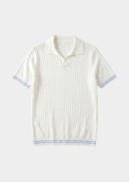 Pierre Ivory Ribbed Buttonless Polo - photo 2