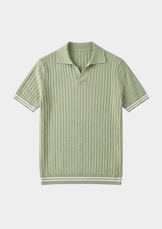 Pierre Pistache Ribbed Buttonless Polo - photo 2