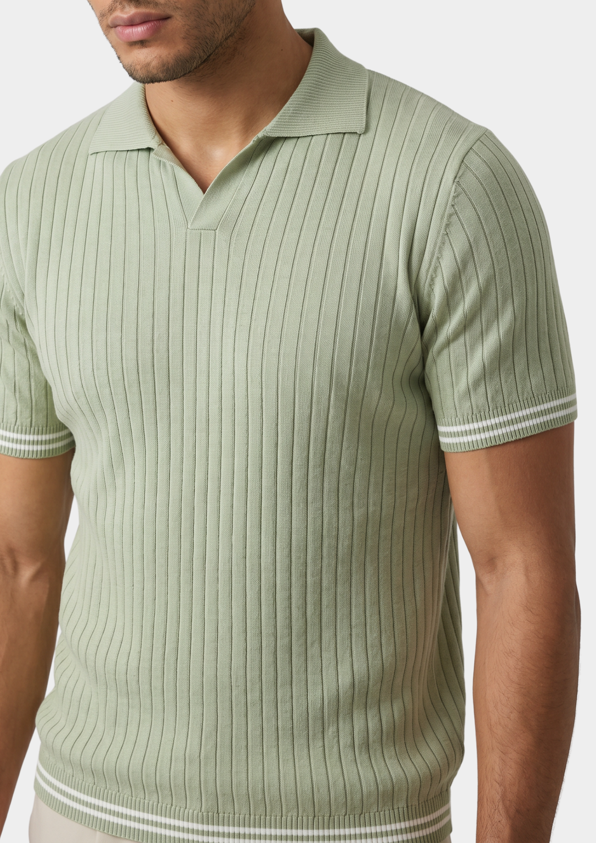 Pierre Pistache Ribbed Buttonless Polo - photo 3