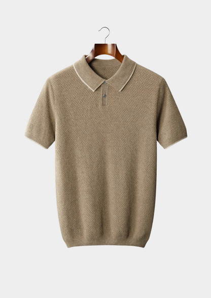 Premium Cashmere Beige Two-Tone Polo