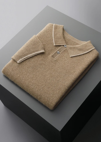 Premium Cashmere Beige Two-Tone Polo - photo 5