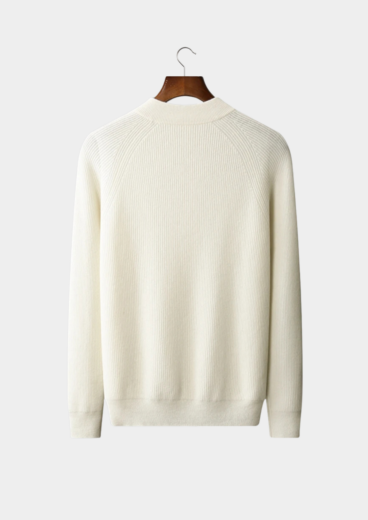 Premium Cashmere Classic Ribbed Henley Sweater - photo 2