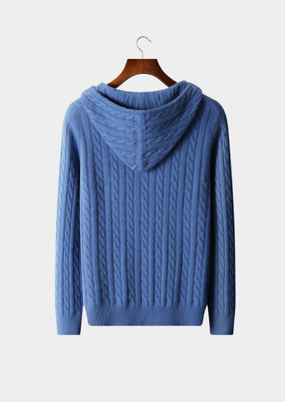 Premium Cashmere Cable Knit Zipper Hoodie - photo 2