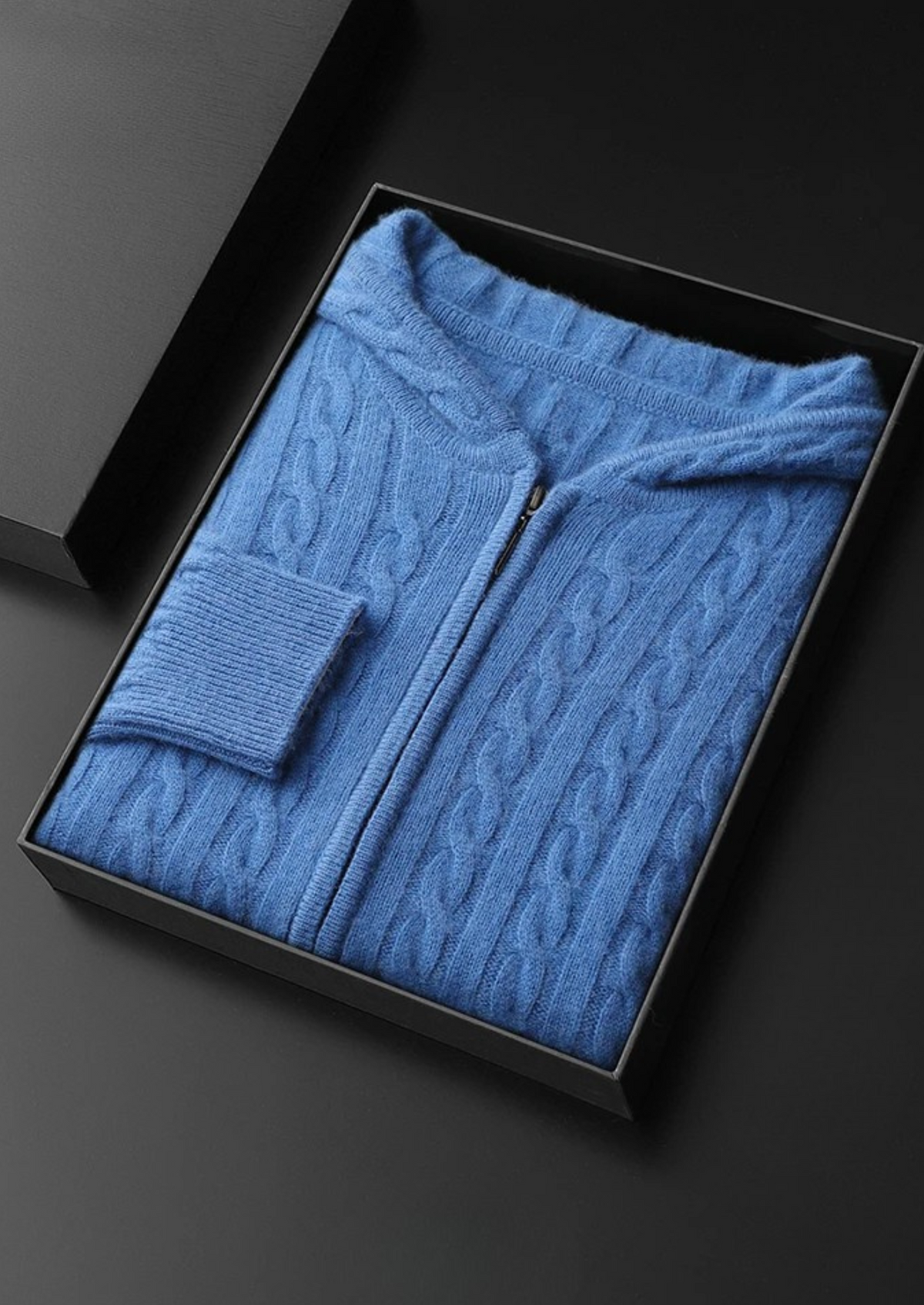 Premium Cashmere Cable Knit Zipper Hoodie - photo 3