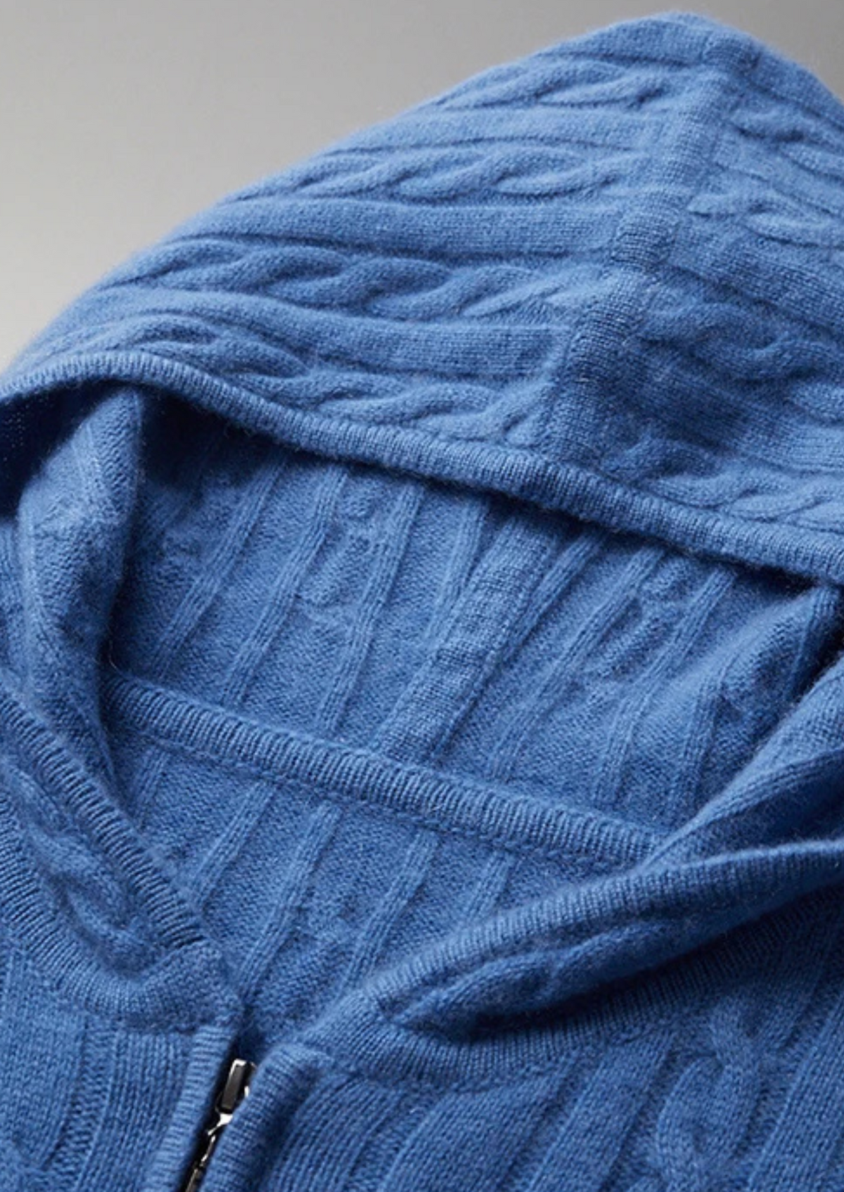 Premium Cashmere Cable Knit Zipper Hoodie - photo 7