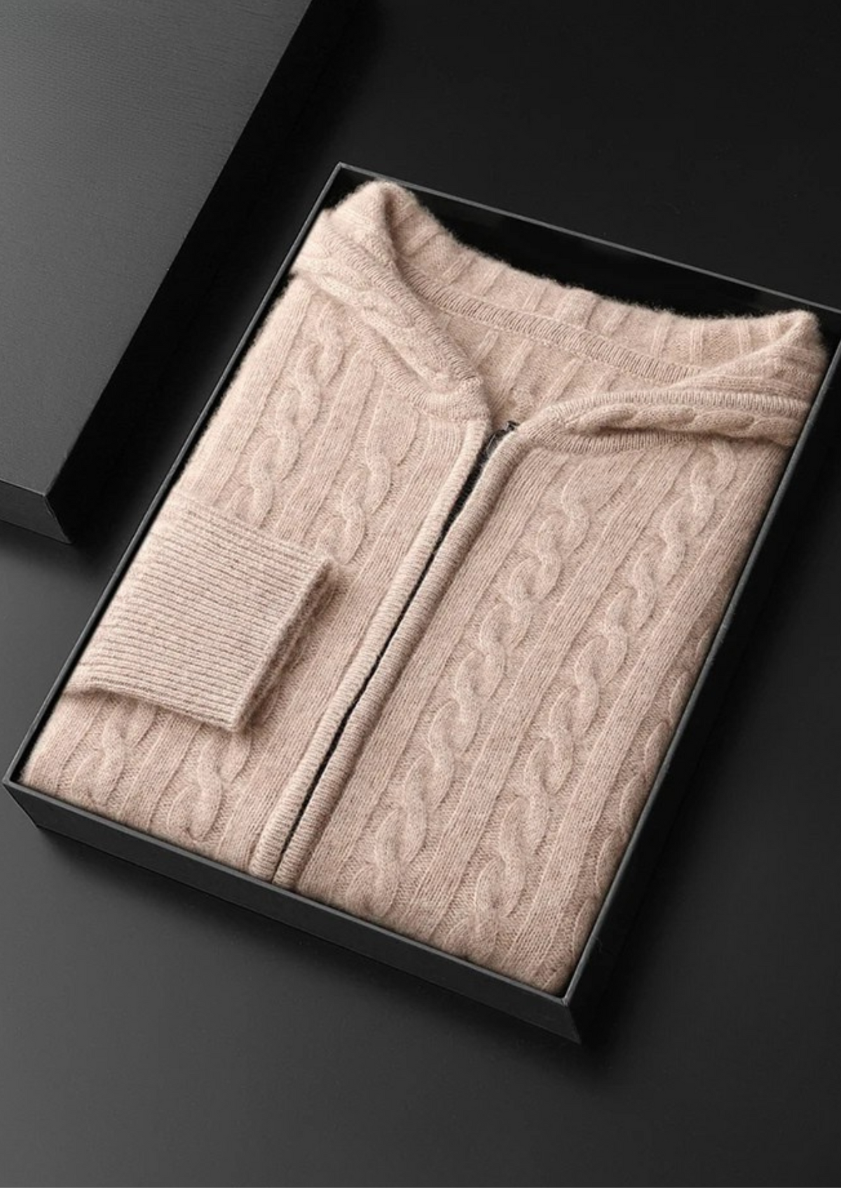 Premium Cashmere Cable Knit Zipper Hoodie - photo 9