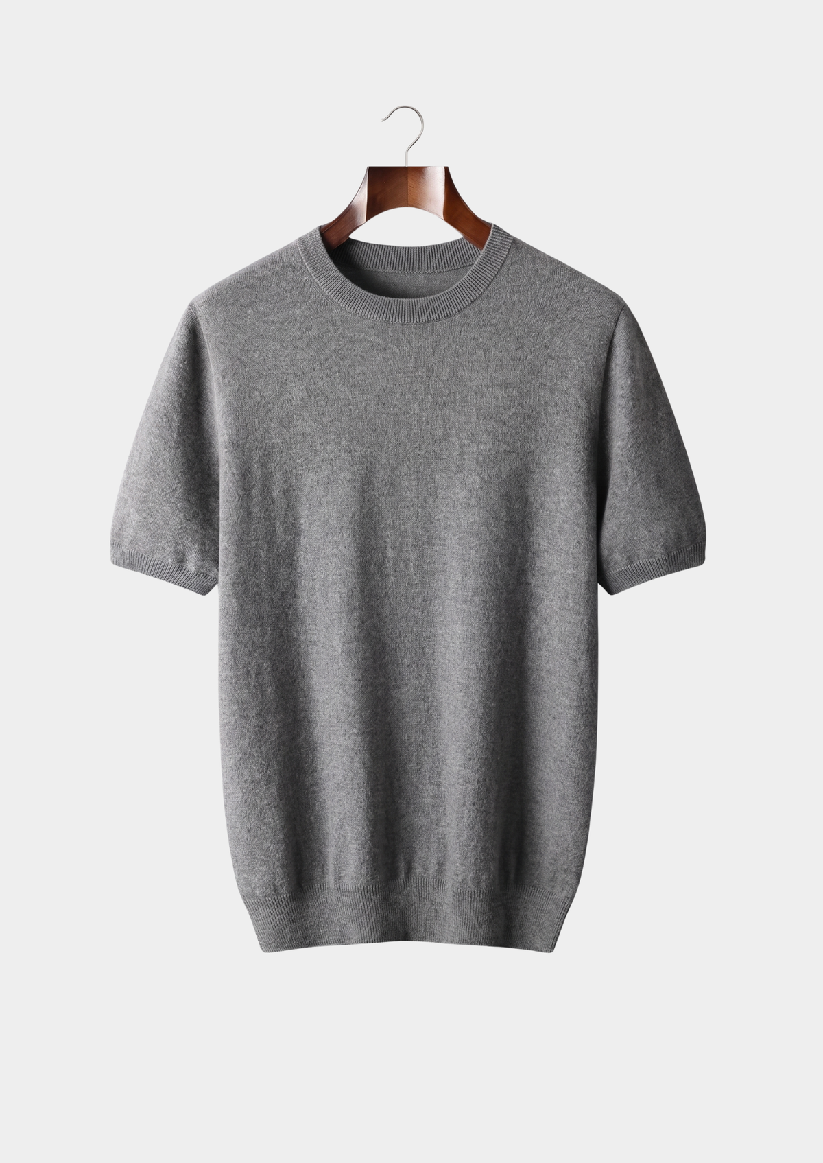 Premium Cashmere Classic Crewneck T-Shirt - Light Beige - photo 4
