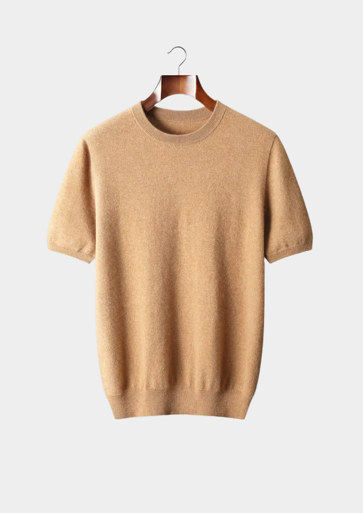 Premium Cashmere Classic Crewneck T-Shirt - Light Beige - photo 6