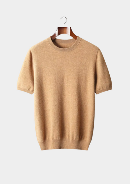 Premium Cashmere Classic Crewneck T-Shirt - Light Beige - photo 6