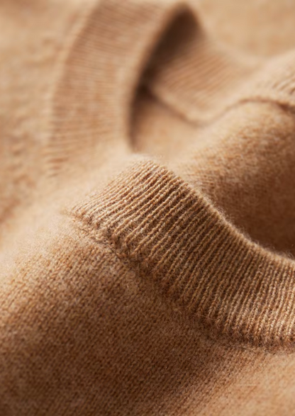 Premium Cashmere Classic Crewneck T-Shirt - Light Beige