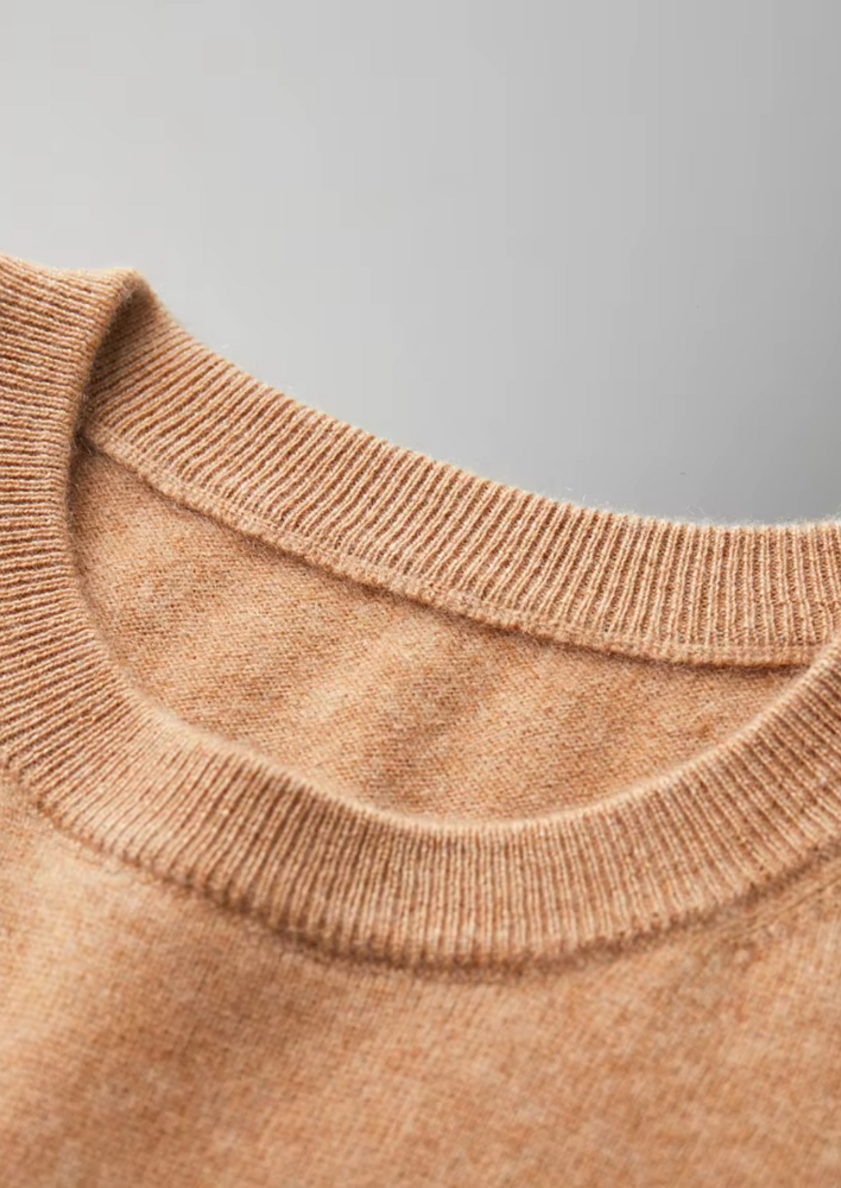 Premium Cashmere Classic Crewneck T-Shirt - Light Beige