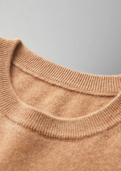 Premium Cashmere Classic Crewneck T-Shirt - Light Beige