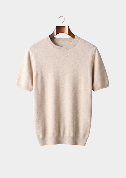 Premium Cashmere Classic Crewneck T-Shirt - Light Beige - photo 7
