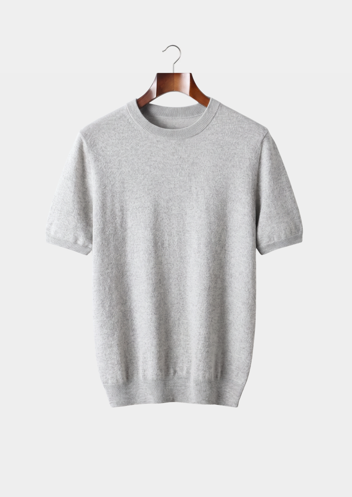 Premium Cashmere Classic Crewneck T-Shirt - Light Beige - photo 9