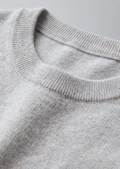 Premium Cashmere Classic Crewneck T-Shirt - Light Beige