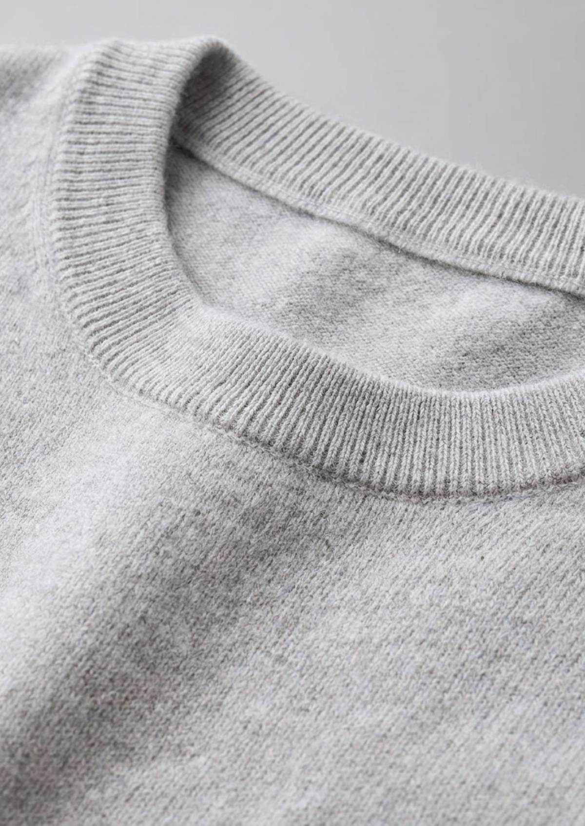 Premium Cashmere Classic Crewneck T-Shirt - Light Gray - photo 2