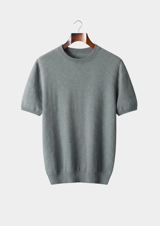 Premium Cashmere Classic Crewneck T-Shirt - Shadow Flint
