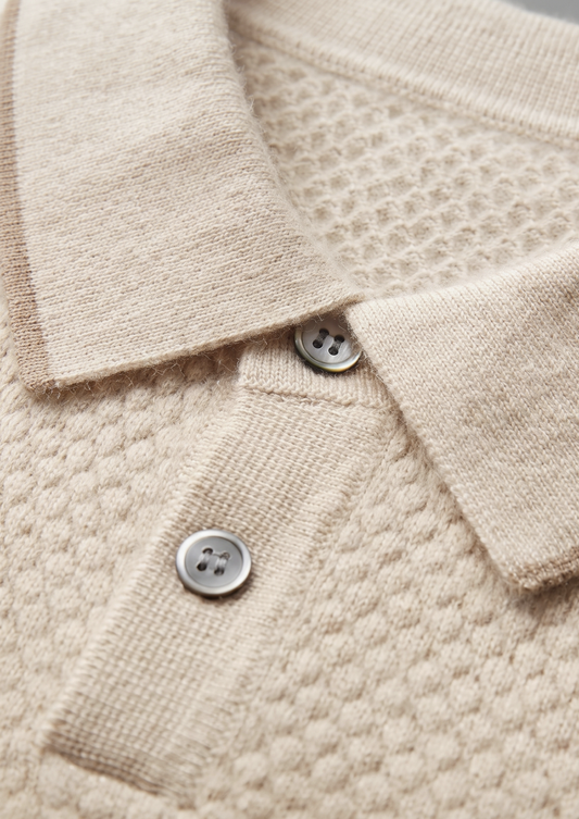 Premium Cashmere Ivory Two-Tone Polo - photo 2