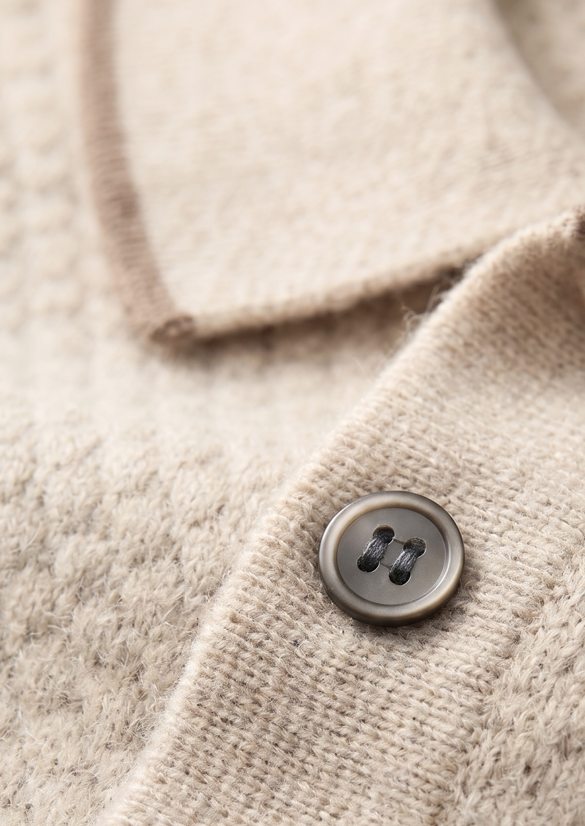 Premium Cashmere Ivory Two-Tone Polo - photo 4